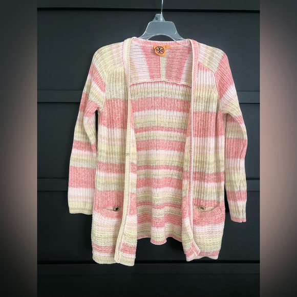 Tory Burch medium yellow and pink cardigan. - Picture 2 of 6